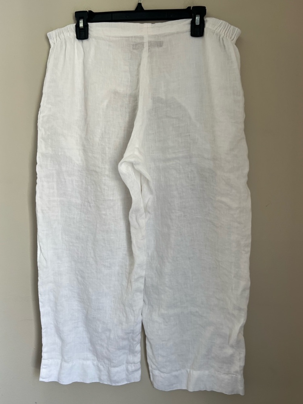 Flax 100% Linen Crop Pants Women’s M (10-14) White Lightweight Pockets Coastal - Picture 2 of 14